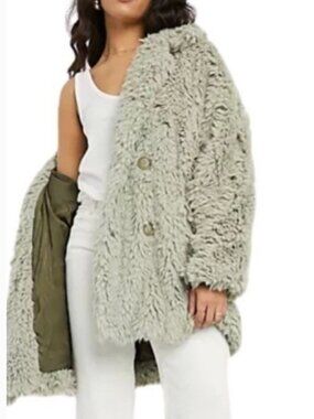 Free People Honeypie Teddy Jacket Shag‎ Faux Fur Coat Large